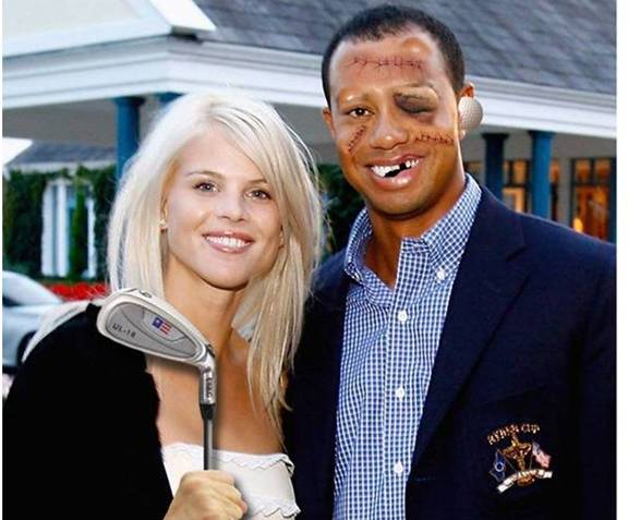tiger woods photo christmas card picture pic of tiger woods beat up face